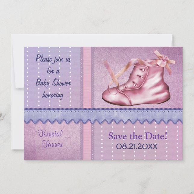 Mauve Dreams Shower Invitation for Baby Girl (Front)