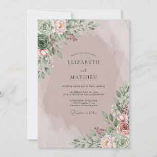 Mauve Dreamy Bohemian Wedding Invitation