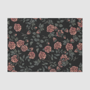 Mauve Dusty Floral Pattern Flowers Tissue Paper