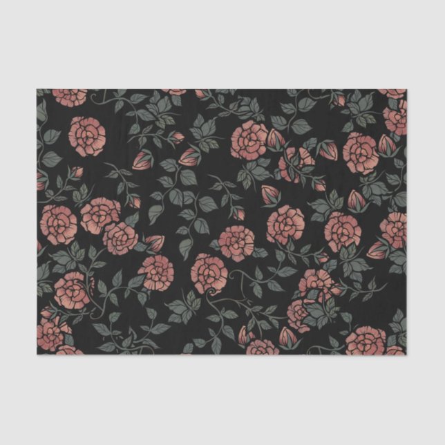 Mauve Dusty Floral Pattern Flowers Tissue Paper (Front)