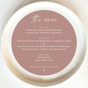 Mauve / dusty rose fall minimalist wedding circle menu