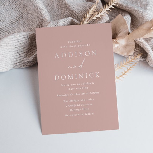 Mauve Dusty Rose Modern Minimalist Wedding Invitation (Creator Uploaded)