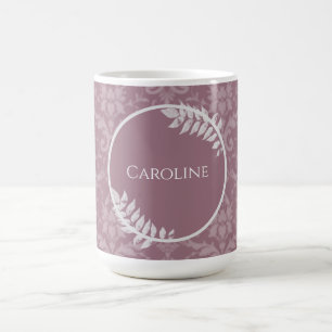 Mauve Elegant Damask Personalised Coffee Mug