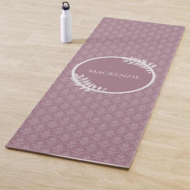 Mauve Elegant Damask Personalised Yoga Mat (In Situ)