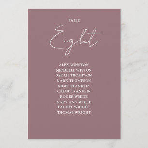 Mauve Elegant Modern Seating Chart Table Number