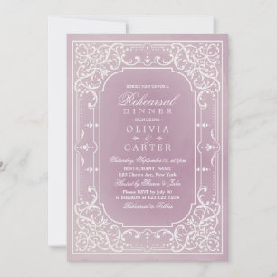 Mauve elegant romantic vintage rehearsal dinner invitation
