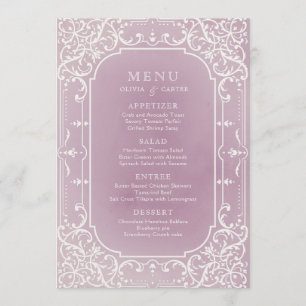 Mauve elegant romantic vintage wedding menu