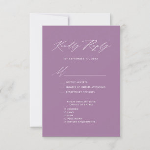 Mauve Elegant Script Minimalist Chic Wedding RSVP Card