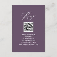 Mauve Elegant Script Minimalist QR Wedding RSVP
