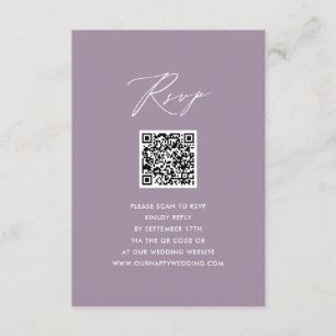 Mauve Elegant Script Minimalist QR Wedding RSVP Enclosure Card