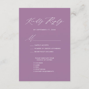 Mauve Elegant Script Minimalist Wedding RSVP Enclosure Card