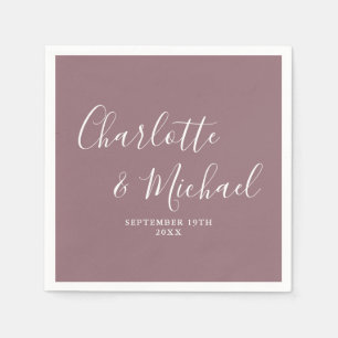 Mauve Elegant Signature Script Wedding Napkin