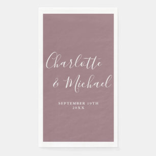 Mauve Elegant Signature Script Wedding Napkin