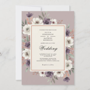 Mauve Enchanted Floral Wedding Invitation