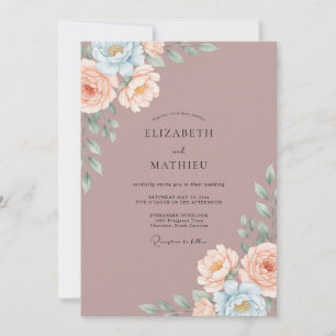 Mauve Enchanting Floral Wedding Invitation