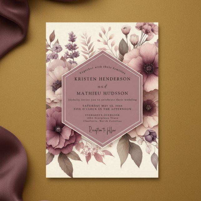 Mauve Ethereal Blossom Wedding Invitation (Creator Uploaded)