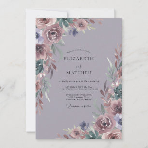 Mauve Ethereal Botanical Wedding Invitation