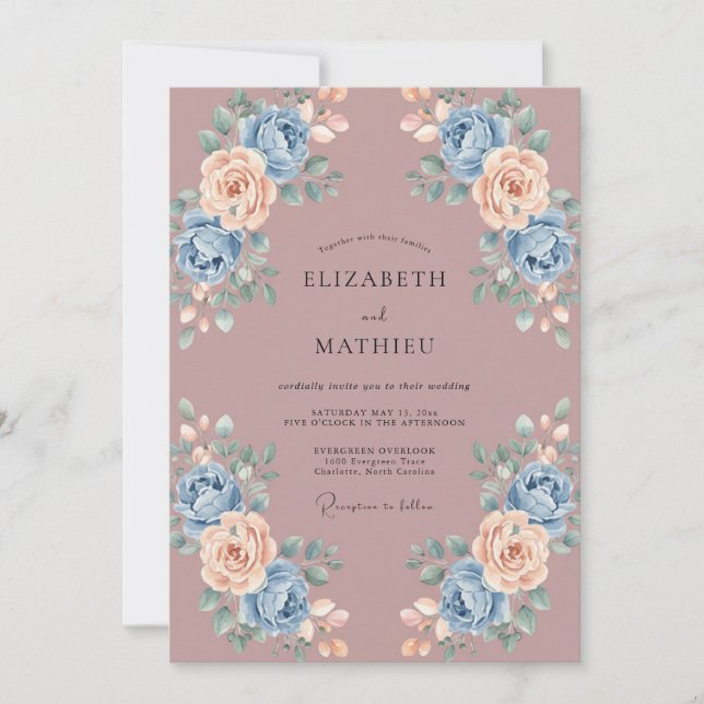 Mauve Exquisite Spring Wedding Invitation (Front)