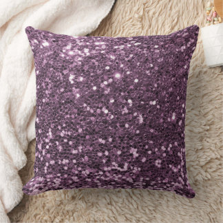 Mauve Faux Sequin Glitter Throw Pillow
