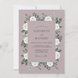 Mauve Floral Blossom Wedding Invitation