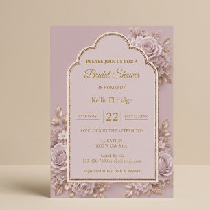 Mauve Floral Bridal Shower Invitation