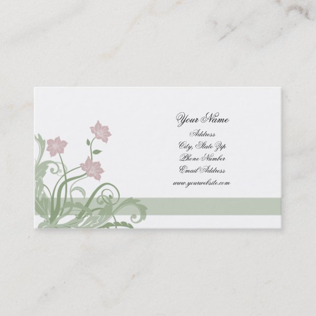 Mauve Floral Business Cards (Front)