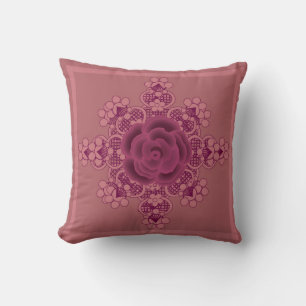 Mauve Floral Decorative Pillow