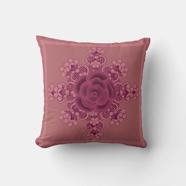 Mauve Floral Decorative Pillow (Front)