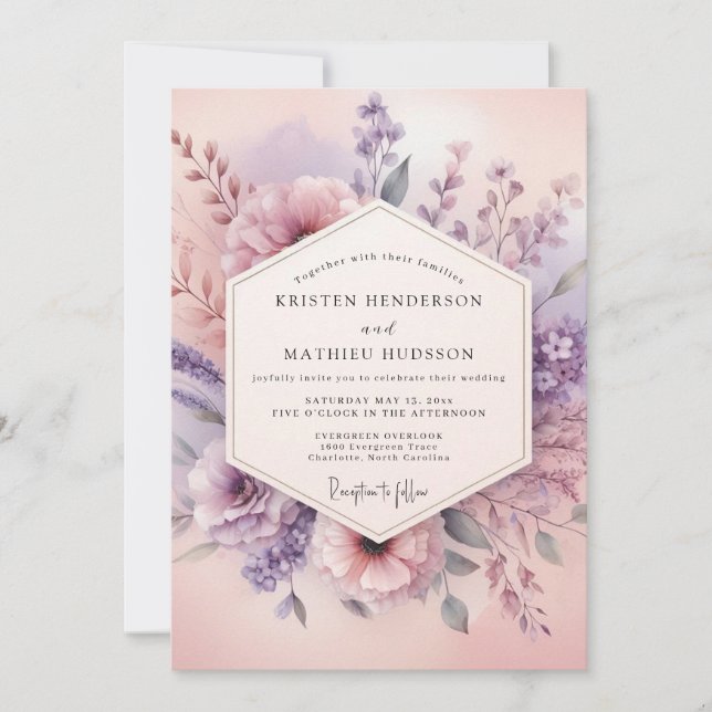 Mauve Floral Dream Wedding Invitation (Front)