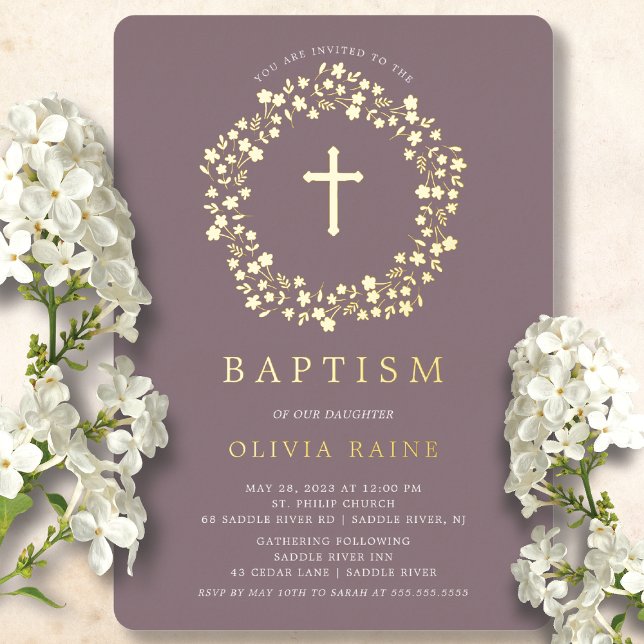 Mauve Floral First Baptism (Creator Uploaded)