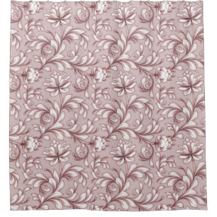 Mauve Floral Flourish Flowers Rose Neutral Shower Curtain