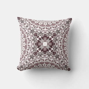 Mauve Floral Geometric Cushion