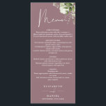 Mauve Floral Greenery Monogram Wedding Dinner Menu<br><div class="desc">This elegant mauve floral botanical greenery leaves wedding menu can be personalised with your information in chic typography with your monogram initials on the reverse. Designed by Thisisnotme©</div>