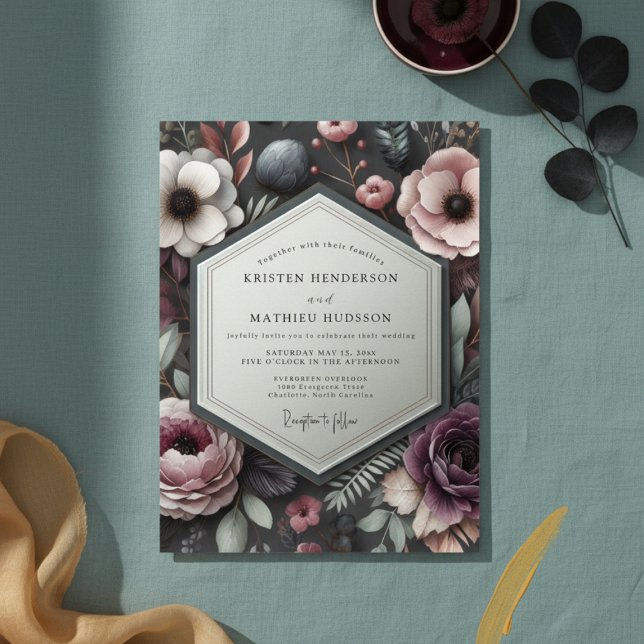 Mauve Floral Opulent Wedding Invitation (Creator Uploaded)