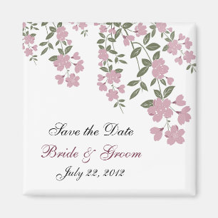 Mauve Floral Save the Date Magnet