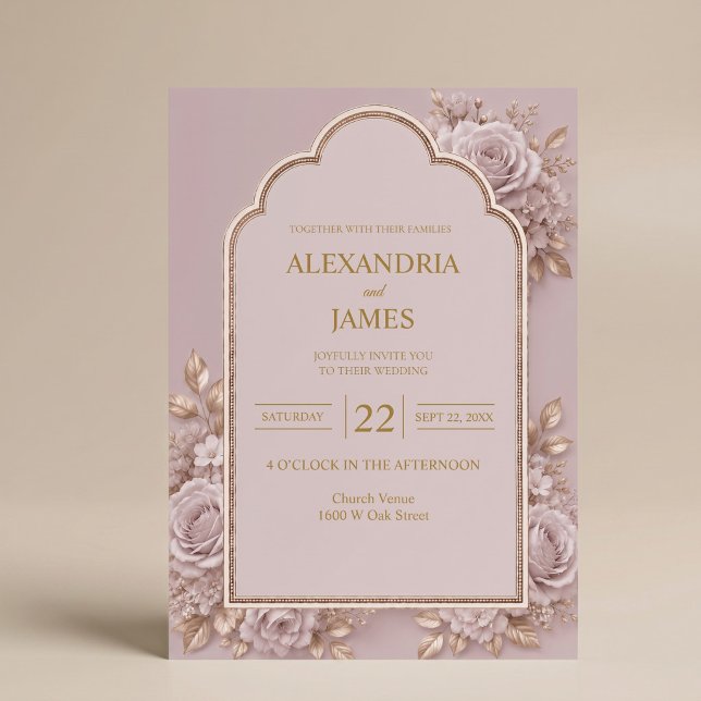 Mauve Floral Wedding Invitation (Creator Uploaded)