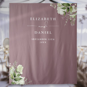 Mauve Floral Wedding Photo Booth Backdrop Tapestry