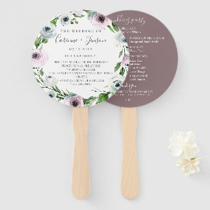 Mauve Floral Wedding Program Hand Fans