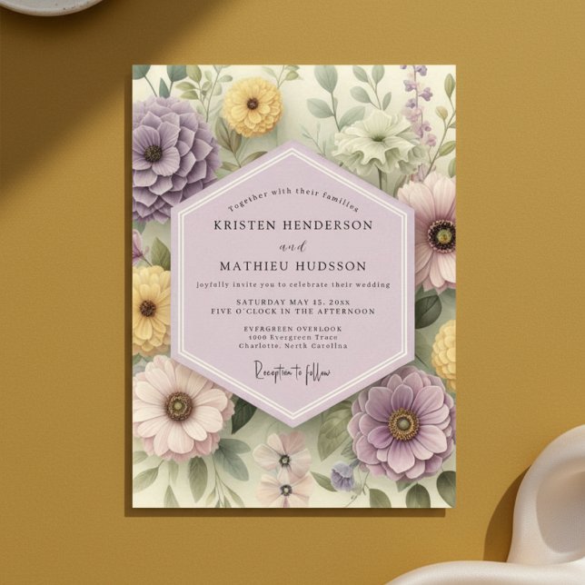 Mauve Floral Whimsical Wedding Invitation (Creator Uploaded)