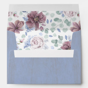 Mauve Flowers and Dusty Blue Flowers Elegant Envelope