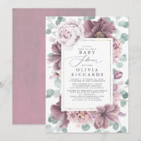 Mauve Flowers and Greenery Elegant Baby Shower
