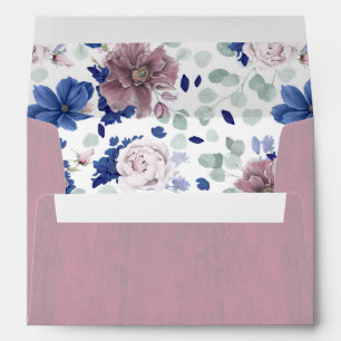Mauve Flowers and Navy Blue Flowers Elegant Envelope