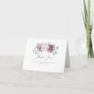 Mauve Flowers Elegant Thank You Card
