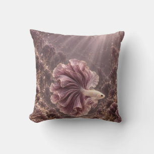 Mauve Flowing Betta Fish Pearl Coral Ocean Cushion