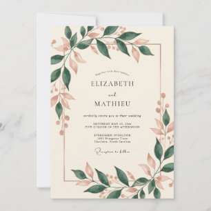 Mauve Forest Leafy Wedding Invitation
