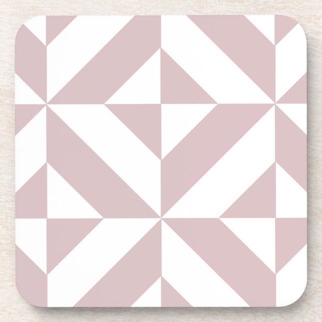 Mauve Geometric Deco Cube Pattern Coaster (Front)