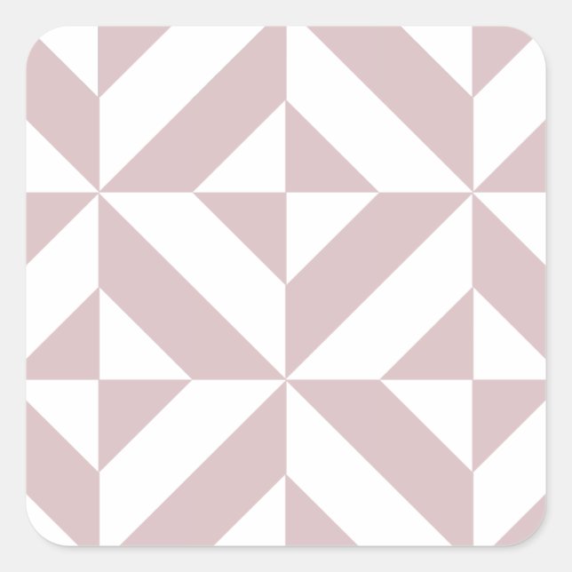Mauve Geometric Deco Cube Pattern Square Sticker (Front)