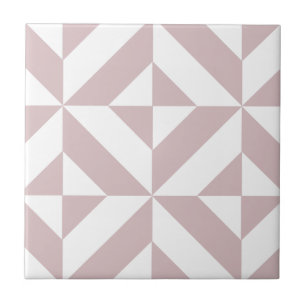 Mauve Geometric Deco Cube Pattern Tile