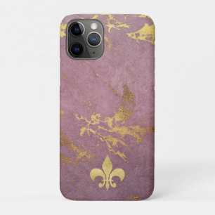 Mauve Gilded Marble with Fleur de lis iPhone 11 Pro Case