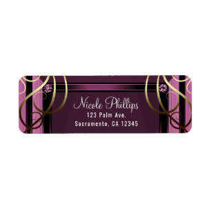 Mauve Gold Business Corporate Holiday Party Return Address Label